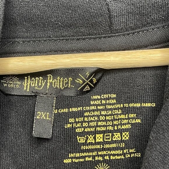 Harry Potter NYC Mens Exclusive Hoodie Black/Gold-Wizards 2XL - Picture 6 of 7